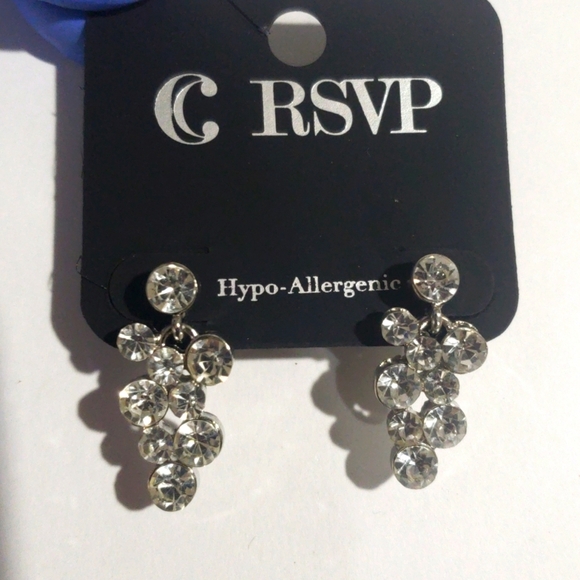 RSVP Crystal Cluster Drop Earrings – Silver-Tone, Hypoallergenic Women’s Jewelry - Picture 3 of 8